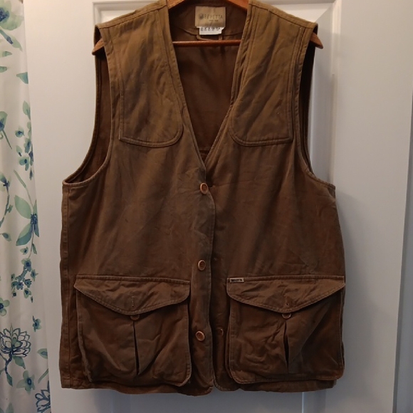Authentic Vintage Canvas Beretta Hunting Chore Vest Brown Utility Vest 4 Pockets - Picture 1 of 10